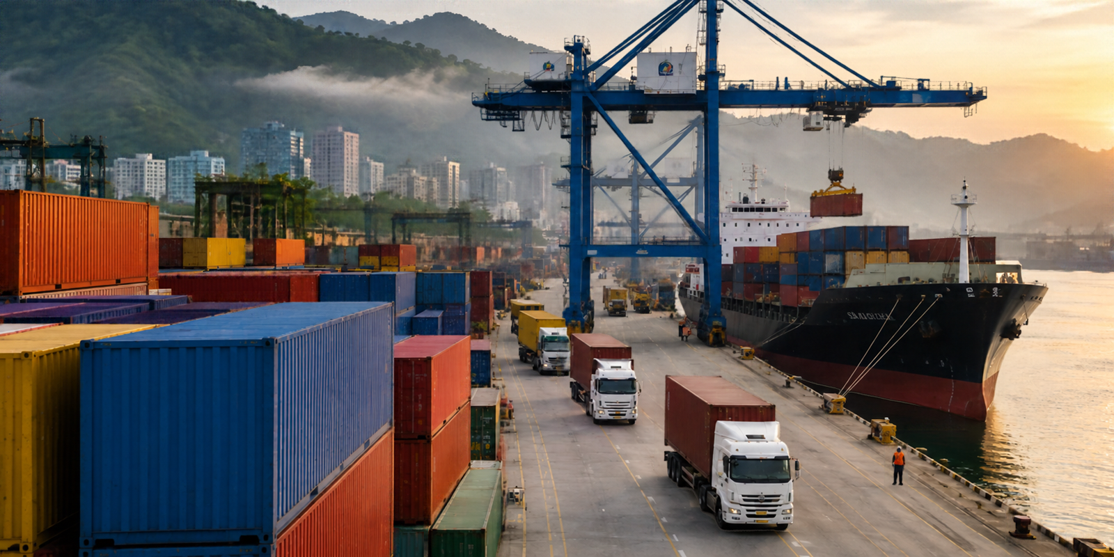 Container port on the Latin American coast